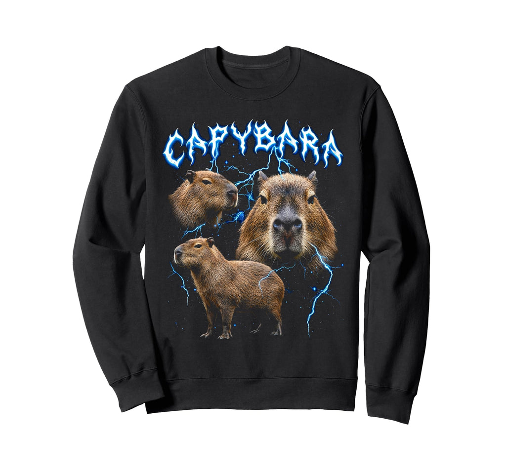 Capybara 90S Heavy Metal Capybara Sweatshirt - Custom Art Print for Adults - T-Shirt, Sweatshirt, Hoodie