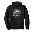 80S Cassette Splash Cassette Tape Hoodie - Fun Novelty Design Unisex - T-Shirt, Sweatshirt, Hoodie
