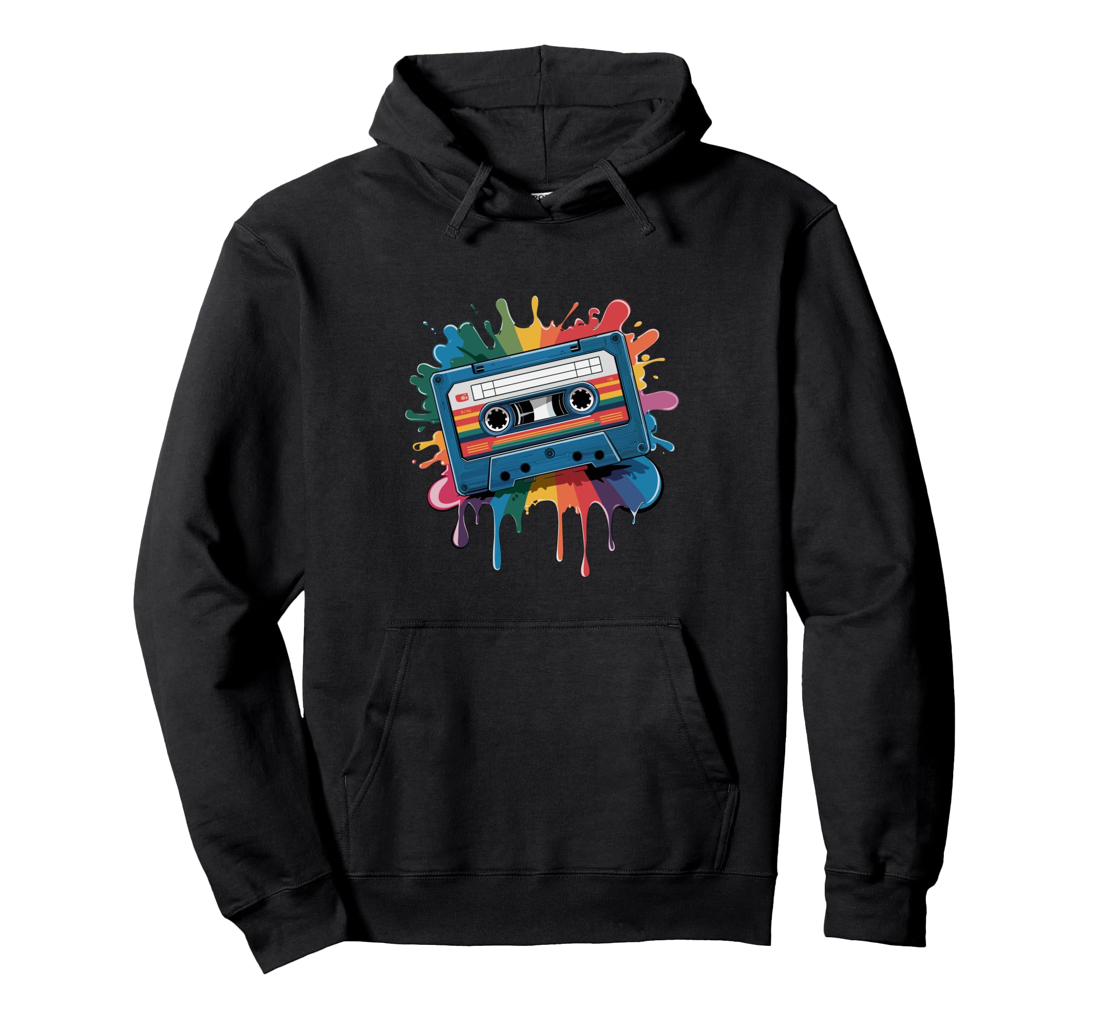 80S Cassette Splash Cassette Tape Hoodie - Fun Novelty Design Unisex - T-Shirt, Sweatshirt, Hoodie