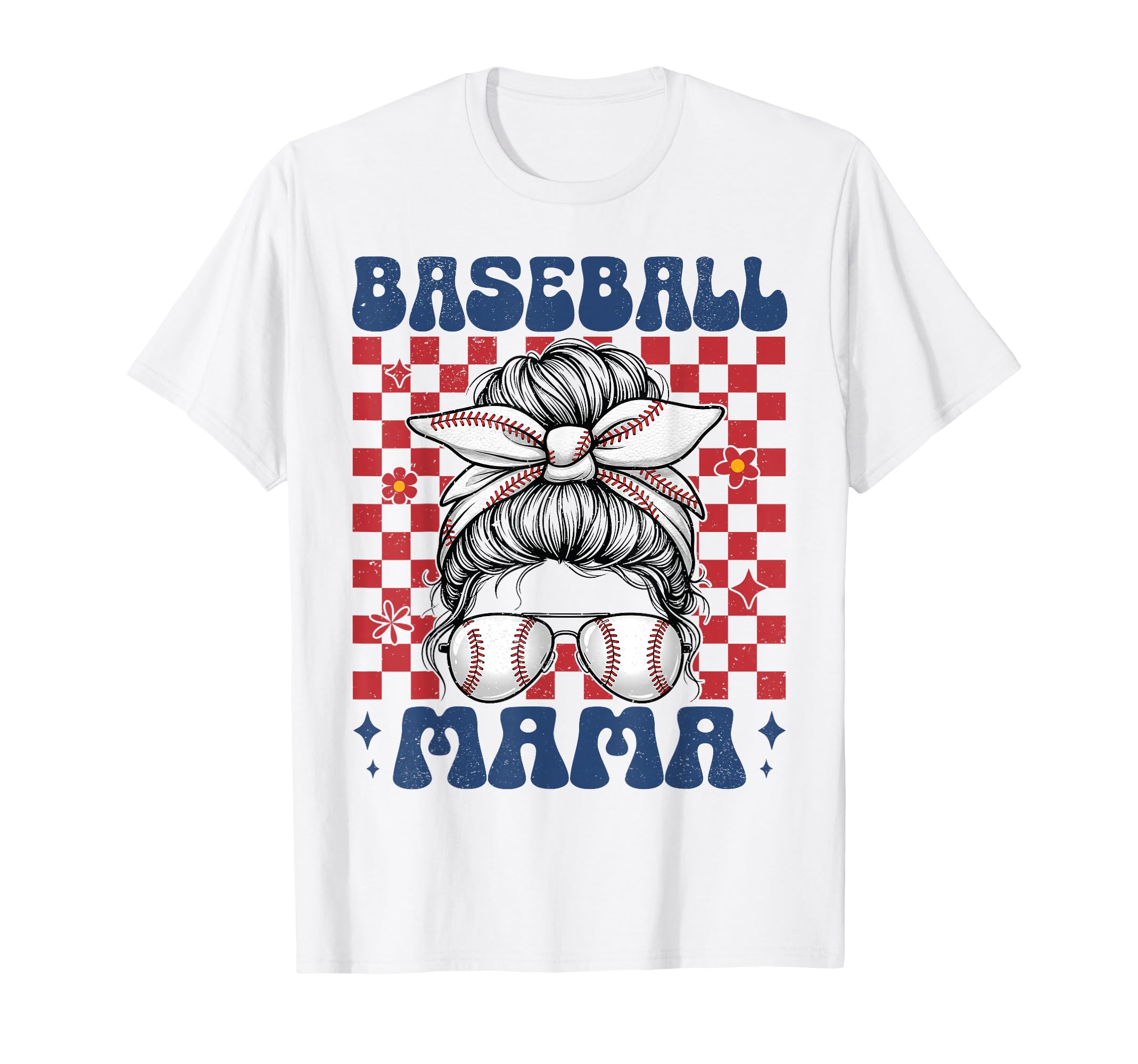 Baseball Mama Messy Bun Game Day Baseball T-Shirt - Novelty Apparel Unisex - T-Shirt, Sweatshirt, Hoodie