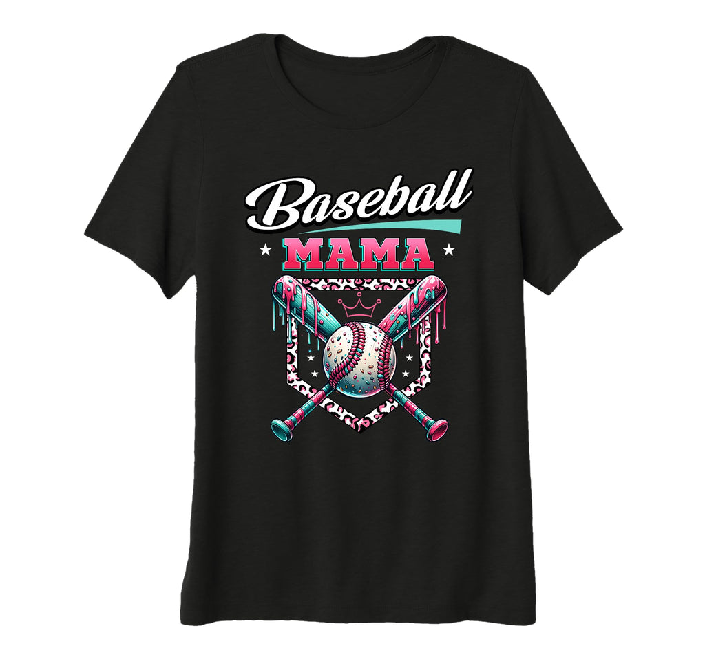 Womens Baseball Mama Dripping T-Shirt - Fun Novelty Design for Adults - T-Shirt, Sweatshirt, Hoodie