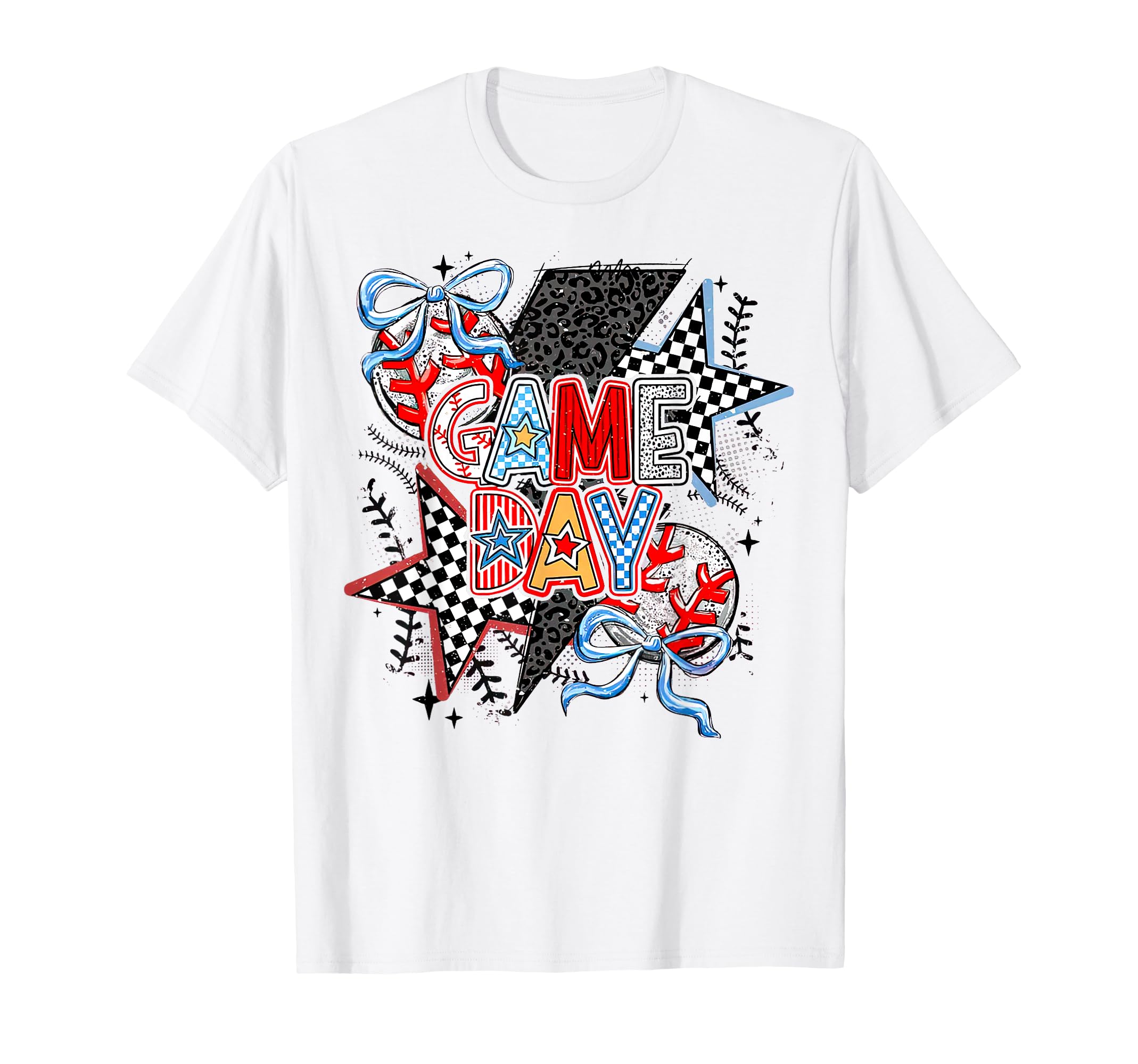 Game Day Baseball Coquette Checkered T-Shirt - Minimalist Print Unisex - T-Shirt, Sweatshirt, Hoodie