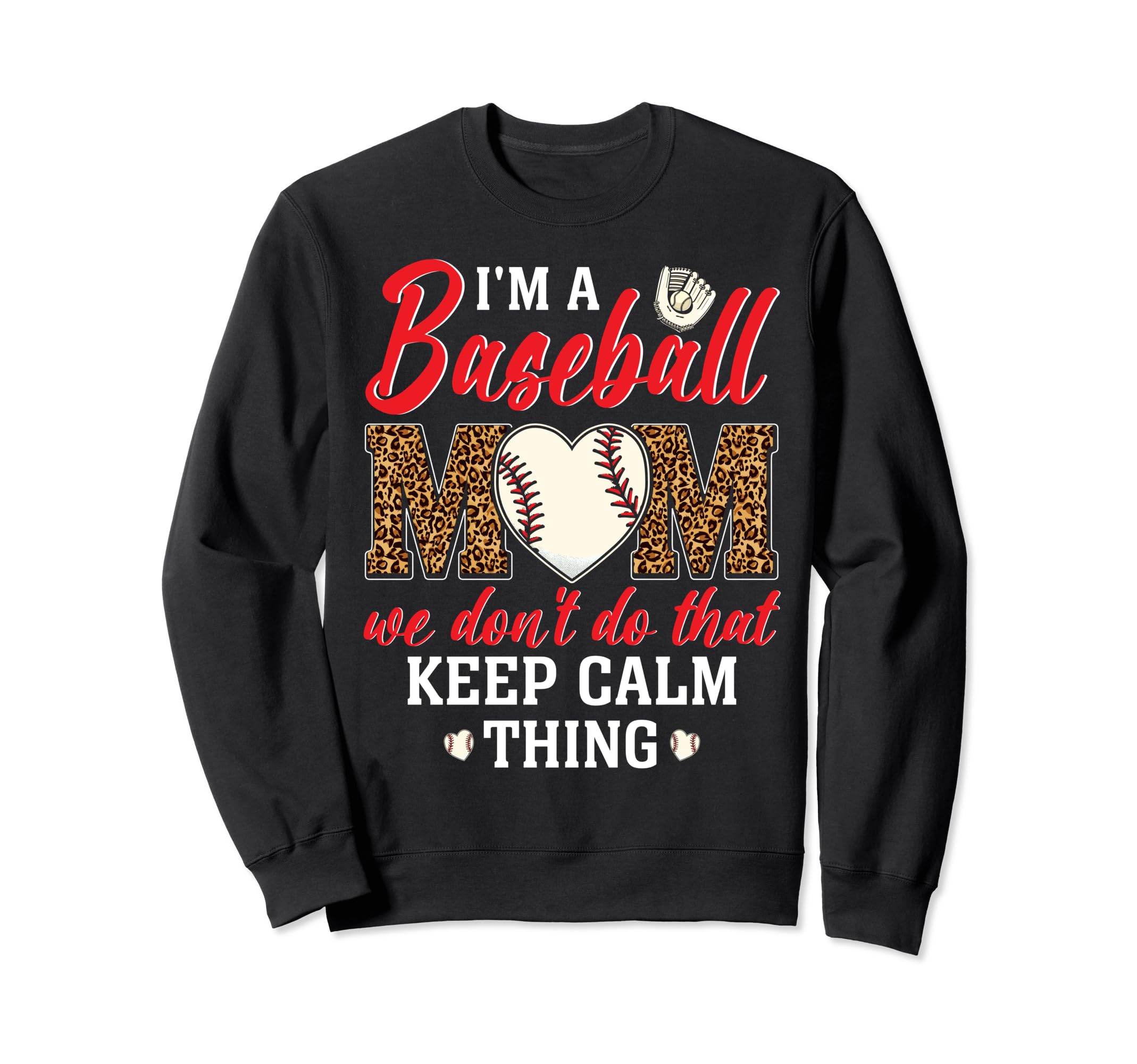 Baseball Mom Leopard Mothers Day Sweatshirt - Unique Graphic for Adults - T-Shirt, Sweatshirt, Hoodie