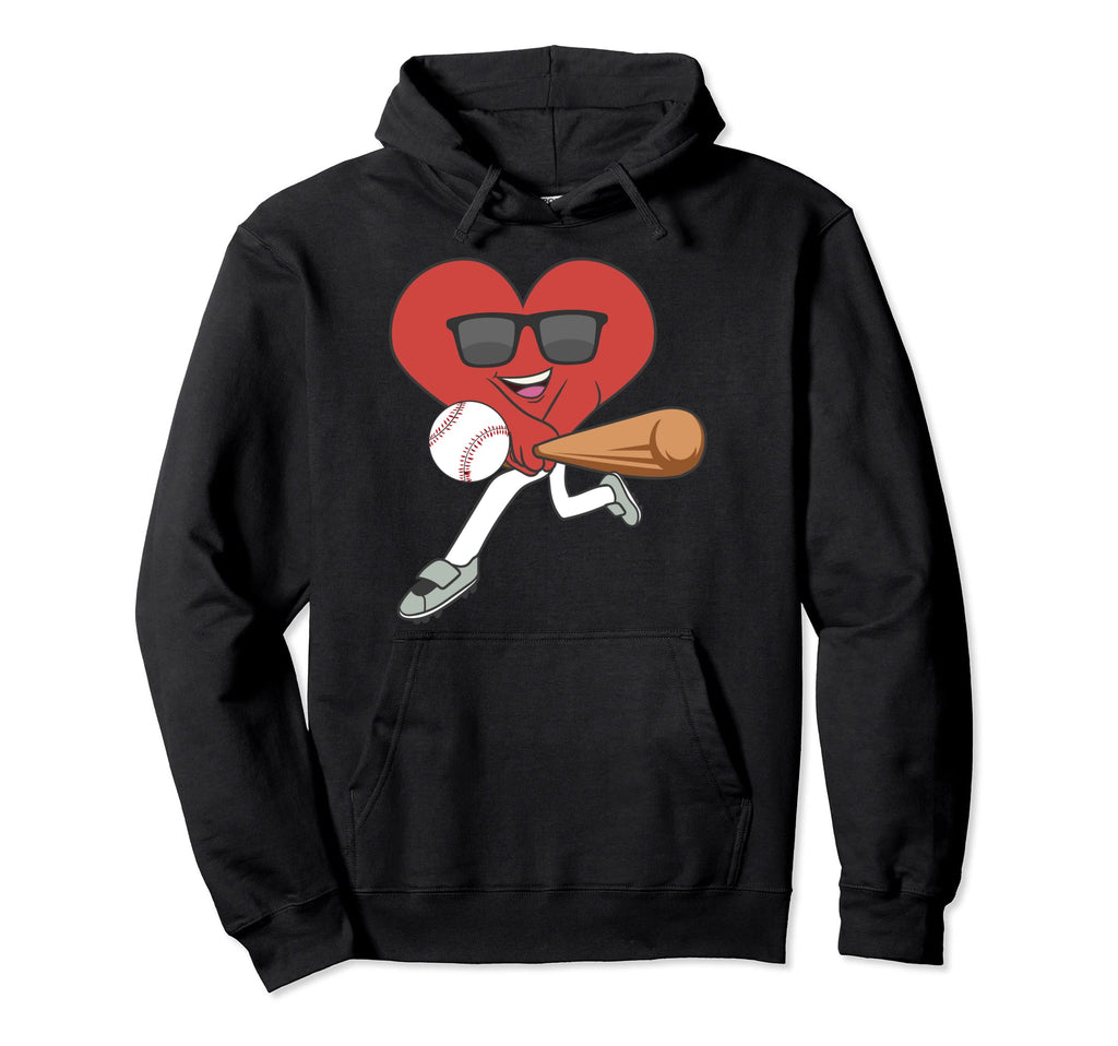 Baseball Happy Valentines Day Heart Love Hoodie - Minimalist Print Unisex - T-Shirt, Sweatshirt, Hoodie