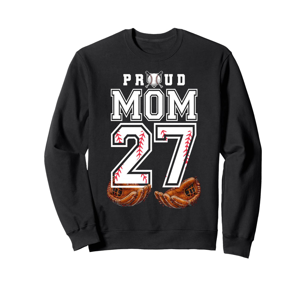 Proud Mom Baseball Player Number Sweatshirt - Custom Art Print for Adults - T-Shirt, Sweatshirt, Hoodie