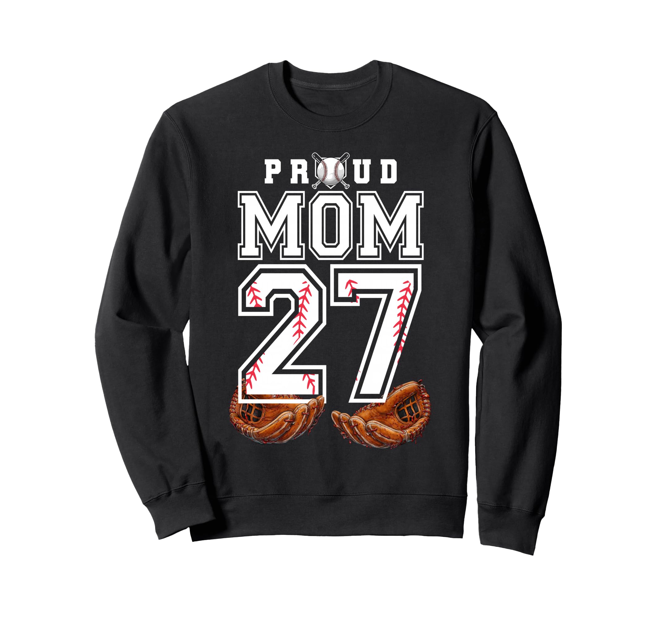 Proud Mom Baseball Player Number Sweatshirt - Custom Art Print for Adults - T-Shirt, Sweatshirt, Hoodie