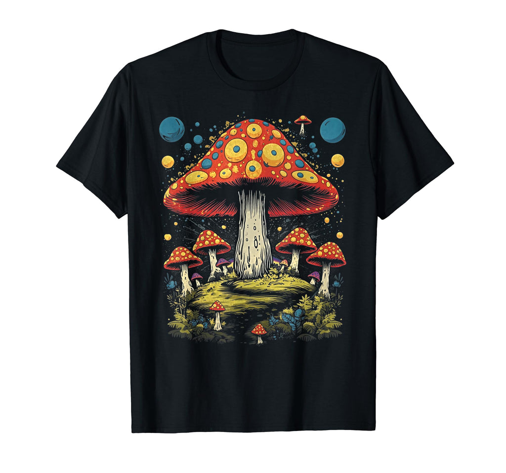 70S 80S Mushrooms Distressed 152 T-Shirt - Fun Novelty Design for Adults - T-Shirt, Sweatshirt, Hoodie