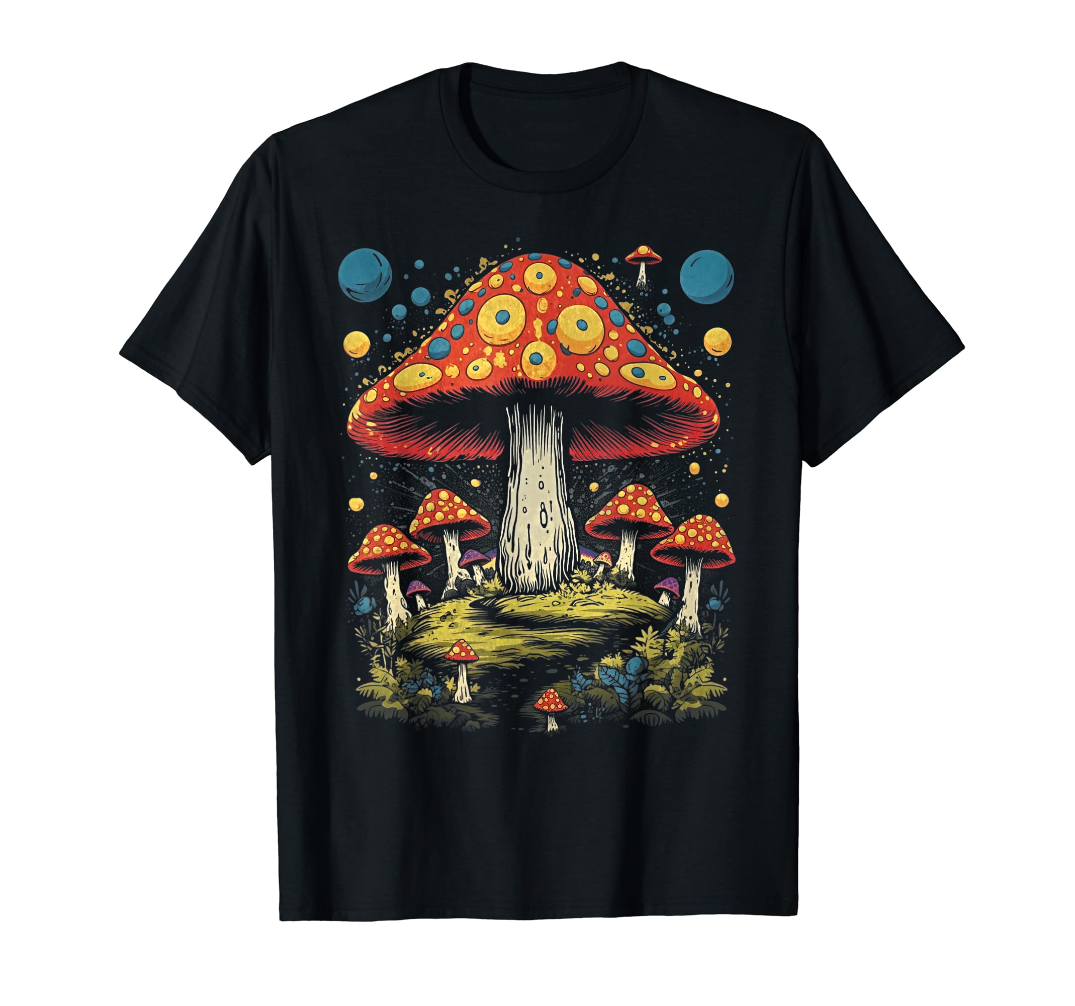 70S 80S Mushrooms Distressed 152 T-Shirt - Fun Novelty Design for Adults - T-Shirt, Sweatshirt, Hoodie