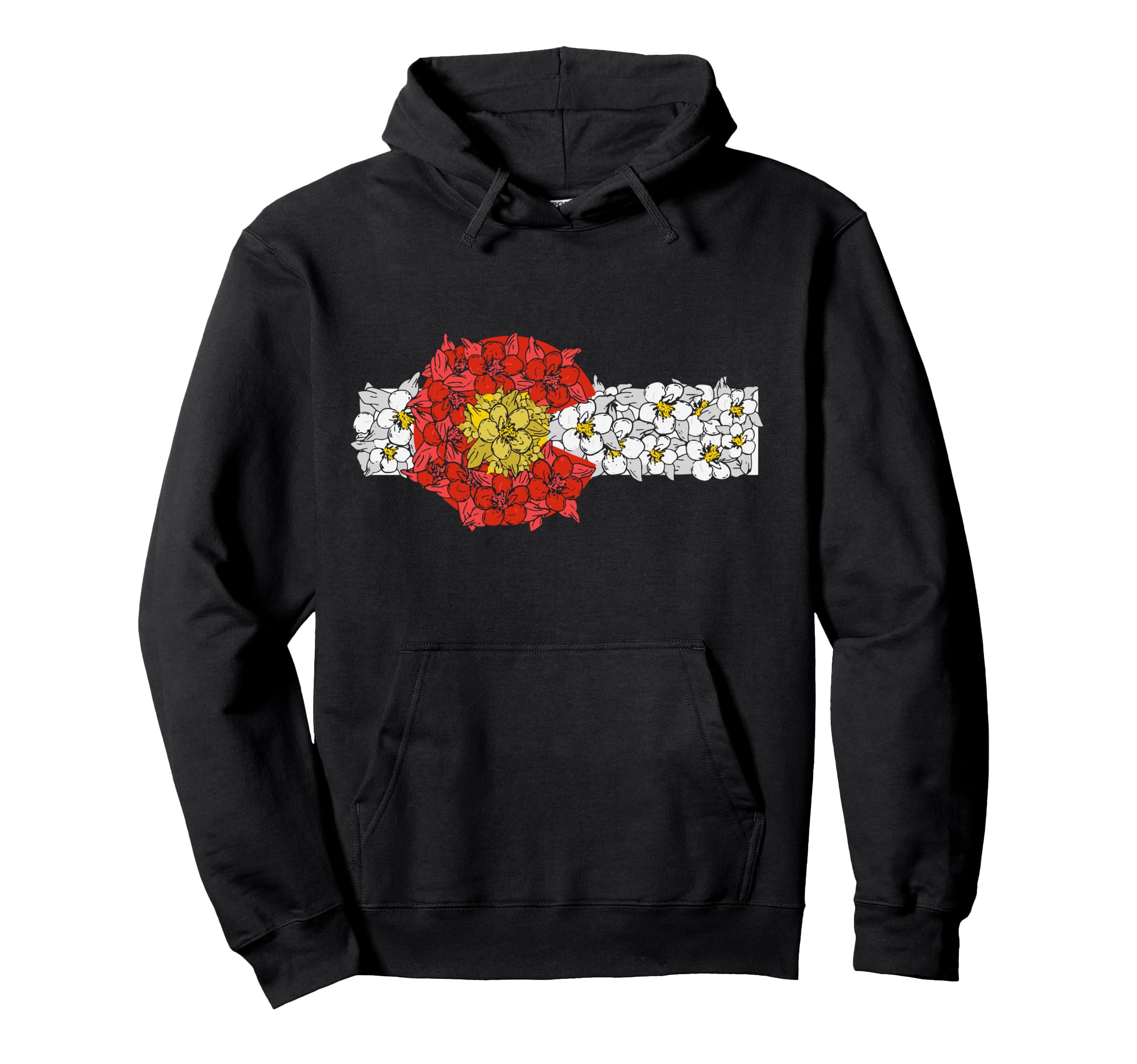 Colorado Columbine Flowers State Flag Hoodie - Novelty Apparel Unisex - T-Shirt, Sweatshirt, Hoodie