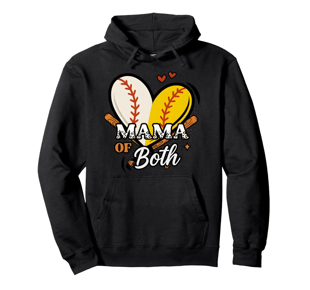 Mama Both Baseball Softball Mom Game Day Hoodie - Graphic Print Unisex - T-Shirt, Sweatshirt, Hoodie