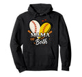 Mama Both Baseball Softball Mom Game Day Hoodie - Graphic Print Unisex - T-Shirt, Sweatshirt, Hoodie