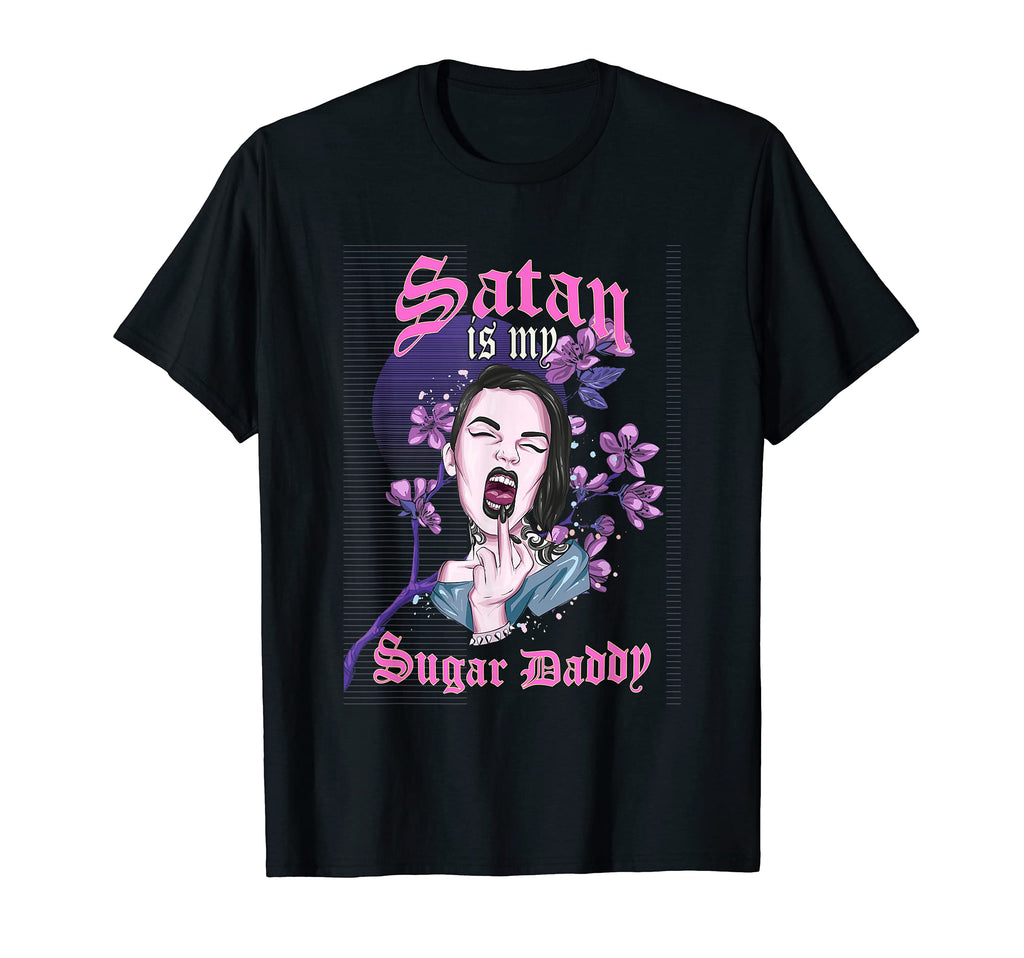 Satan Is My Sugar Daddy Goth Vaporwave T-Shirt - Unique Graphic for Adults - T-Shirt, Sweatshirt, Hoodie