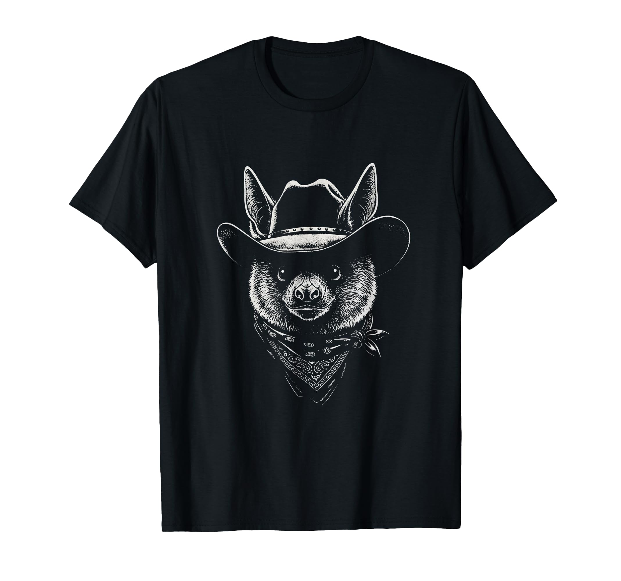 Bat Cowboy Portrait Western Bat Wild T-Shirt - Streetwear Style Men Women - T-Shirt, Sweatshirt, Hoodie