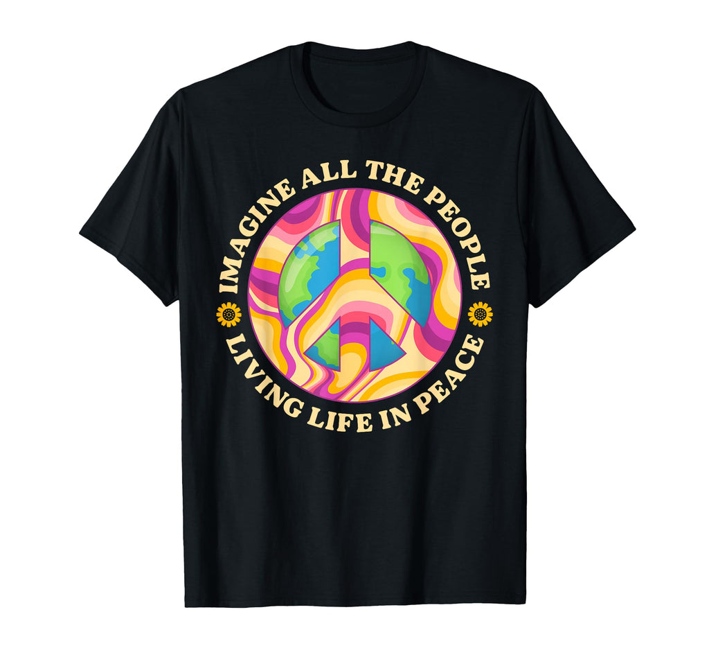 Hippie Imagine Living Life Peace T-Shirt - Aesthetic Graphic Men Women - T-Shirt, Sweatshirt, Hoodie