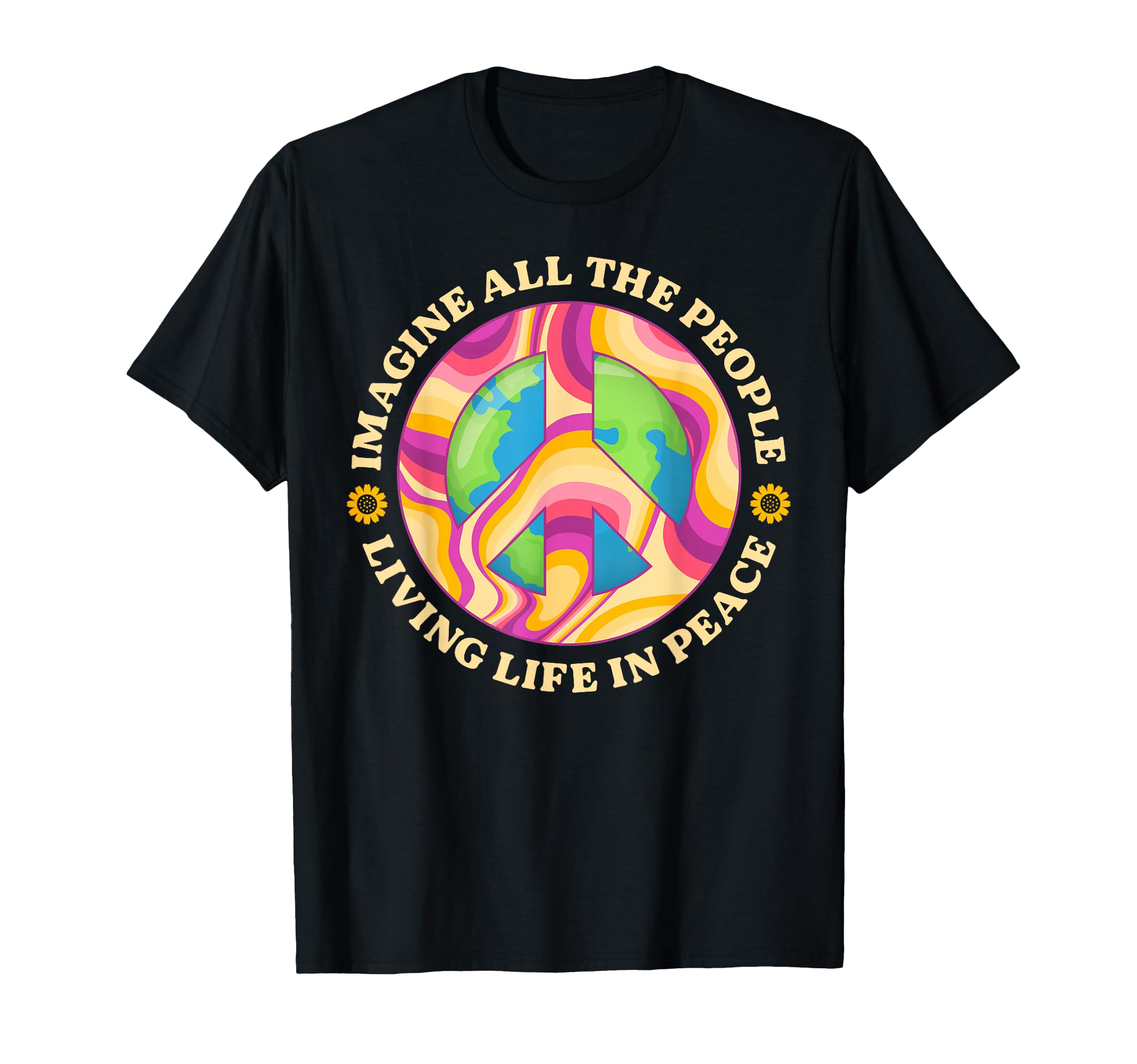 Hippie Imagine Living Life Peace T-Shirt - Aesthetic Graphic Men Women - T-Shirt, Sweatshirt, Hoodie