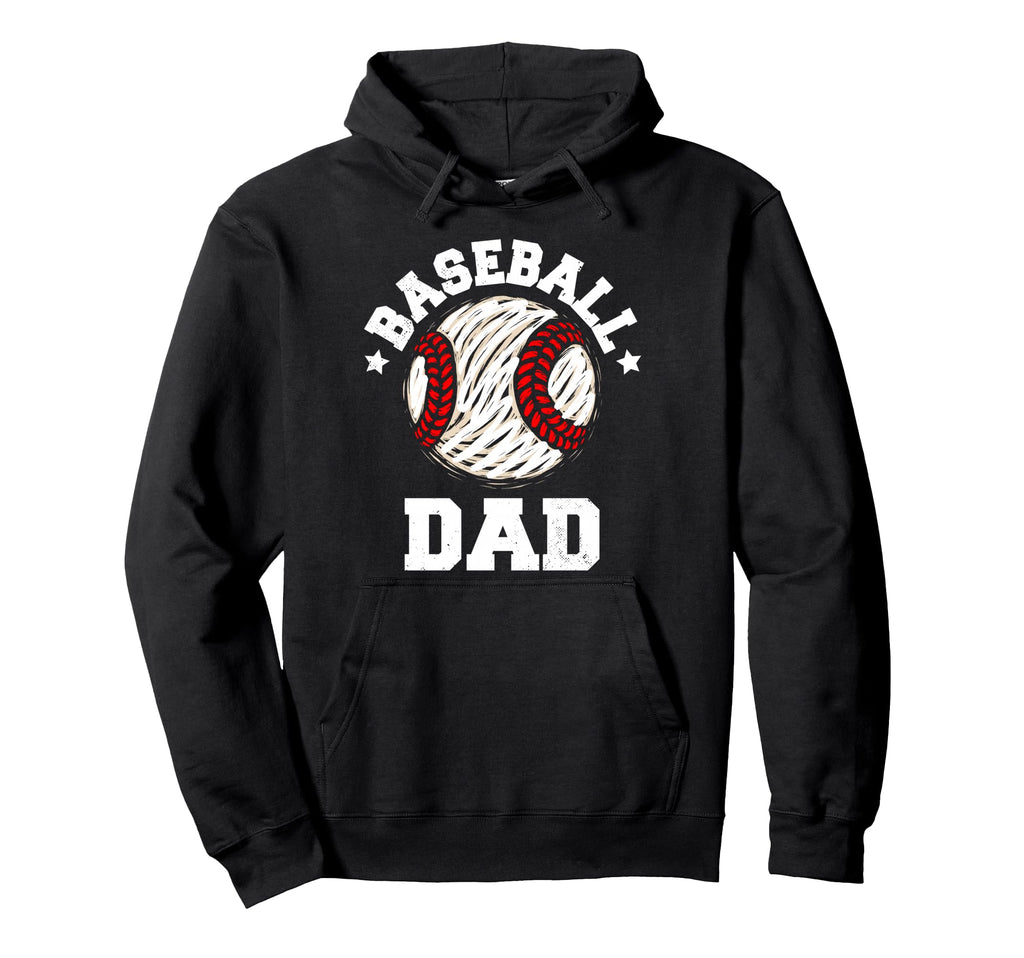 Baseball Dad Distressed Funny Dad Hoodie - Casual Everyday Wear Men Women - T-Shirt, Sweatshirt, Hoodie