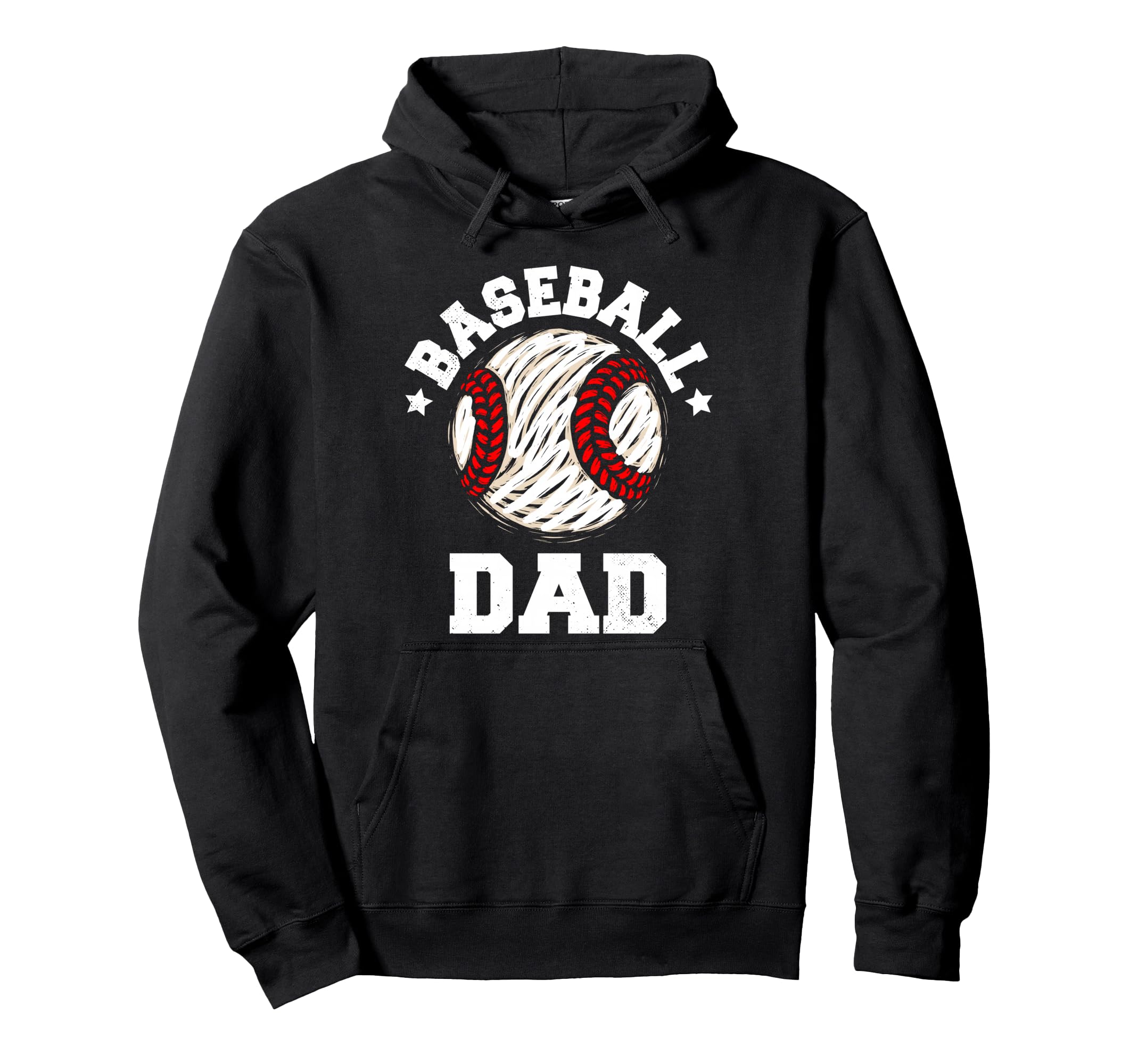 Baseball Dad Distressed Funny Dad Hoodie - Casual Everyday Wear Men Women - T-Shirt, Sweatshirt, Hoodie
