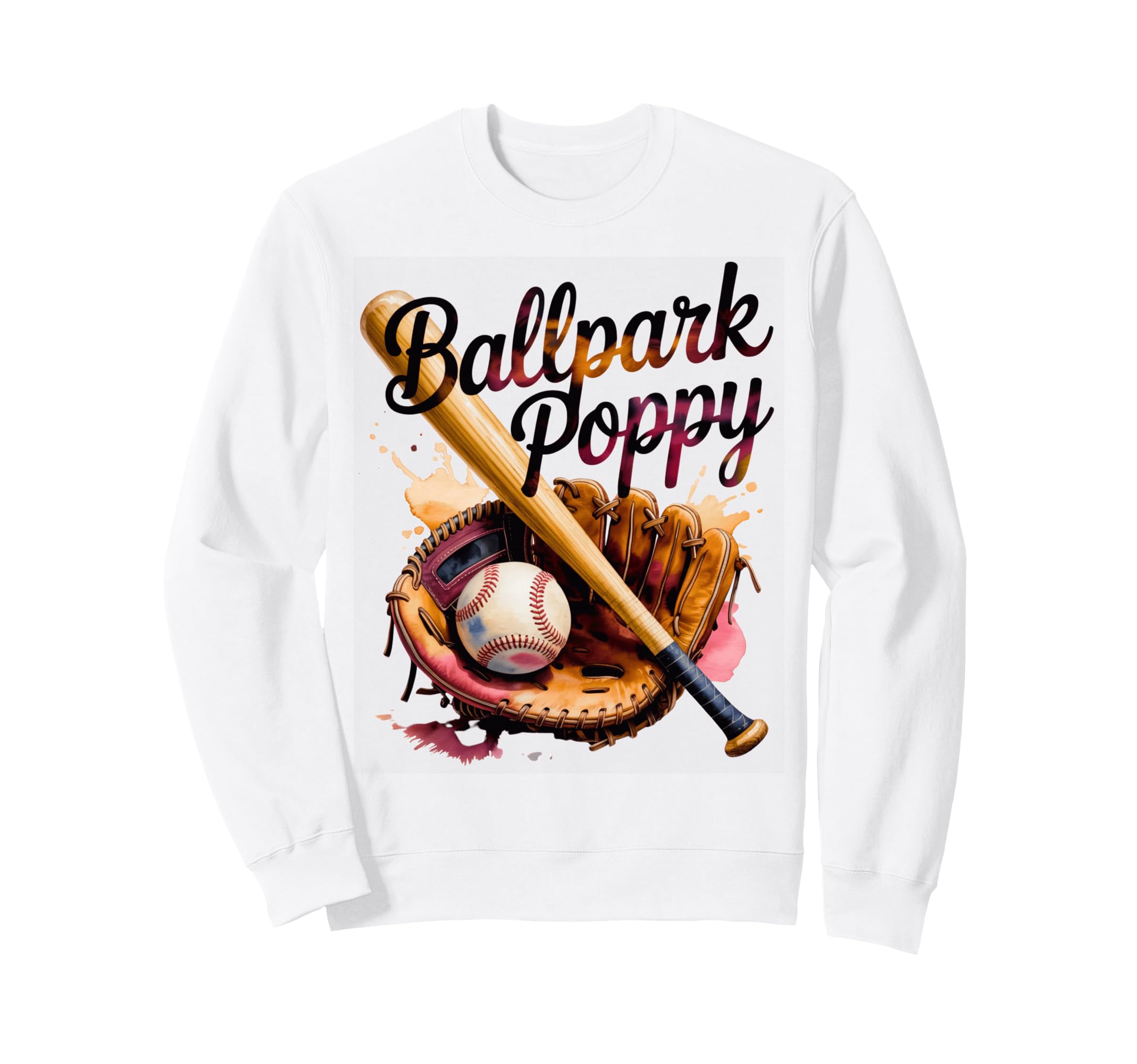 Ballpark Poppy Softball And Sweatshirt - Casual Everyday Wear for Adults - T-Shirt, Sweatshirt, Hoodie