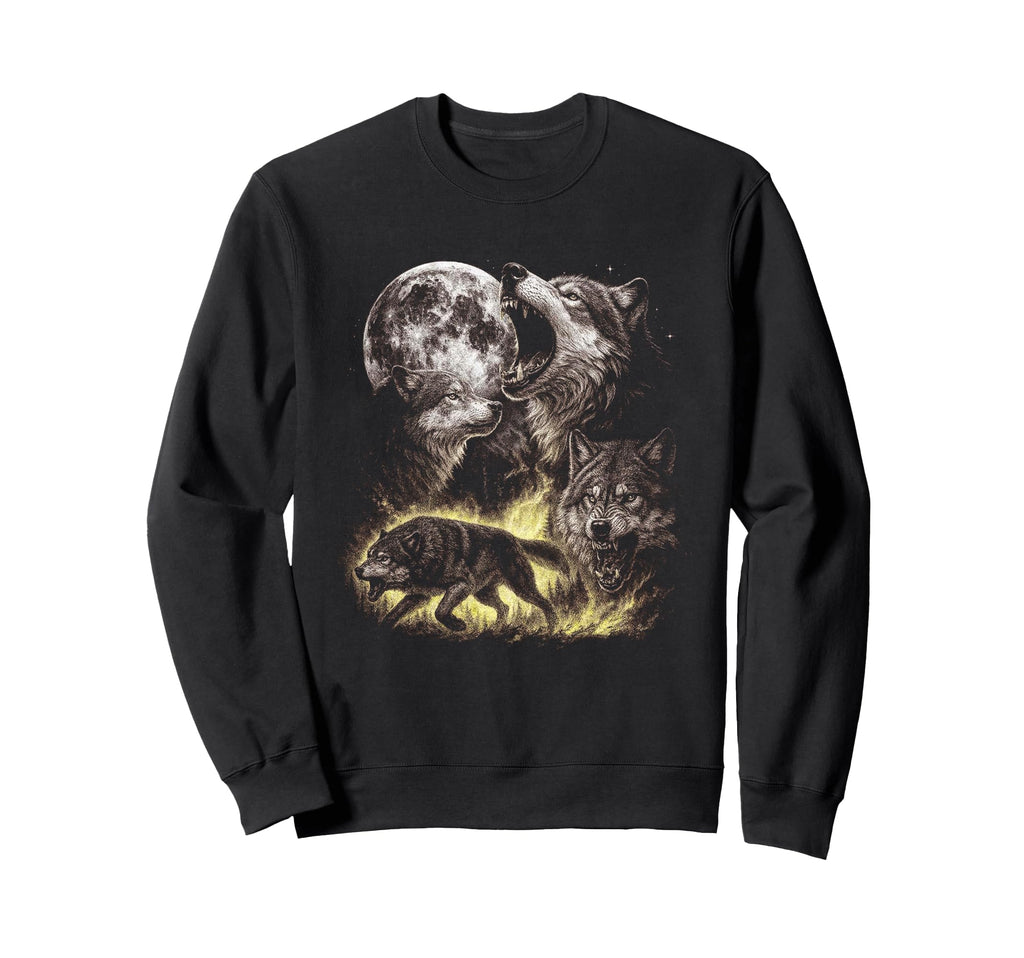 Wolf Animal Grunge Aesthetic 90S Sweatshirt - Fun Novelty Design Men Women - T-Shirt, Sweatshirt, Hoodie