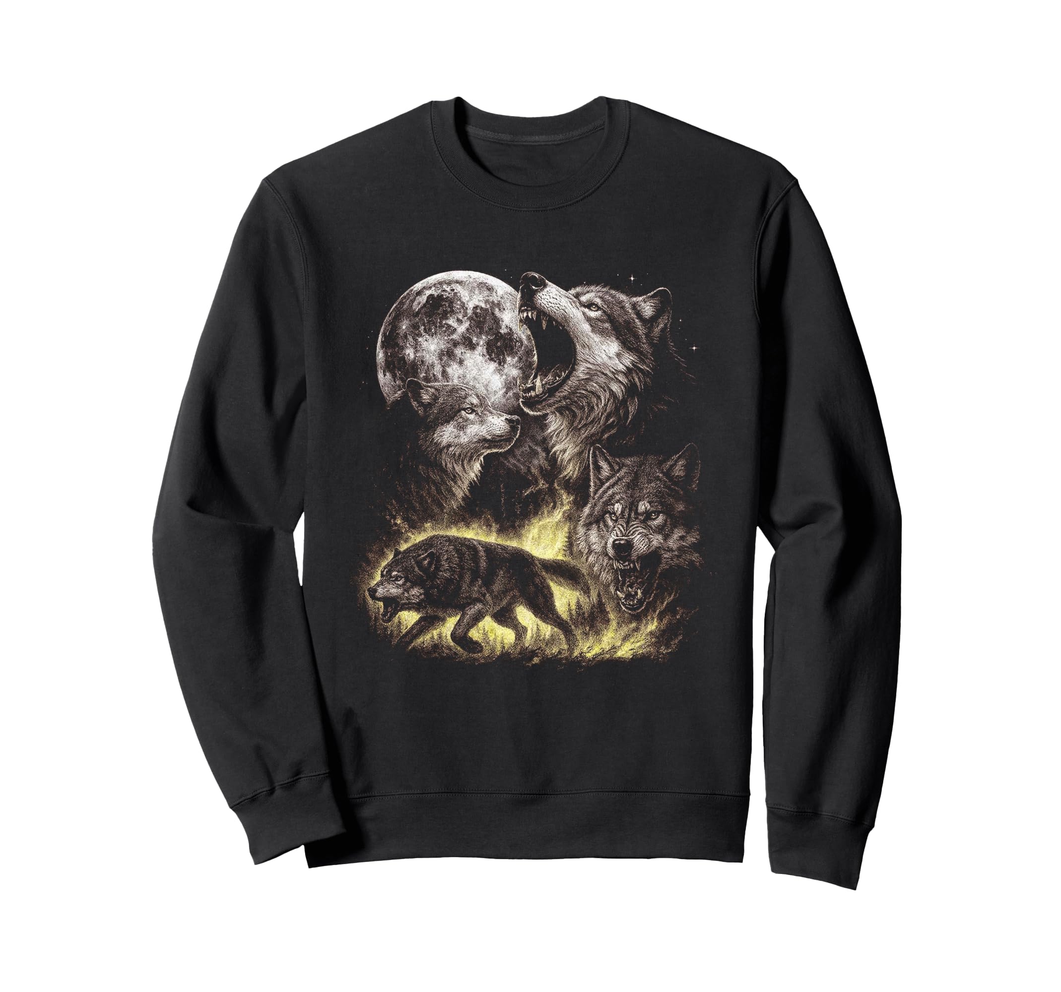 Wolf Animal Grunge Aesthetic 90S Sweatshirt - Fun Novelty Design Men Women - T-Shirt, Sweatshirt, Hoodie