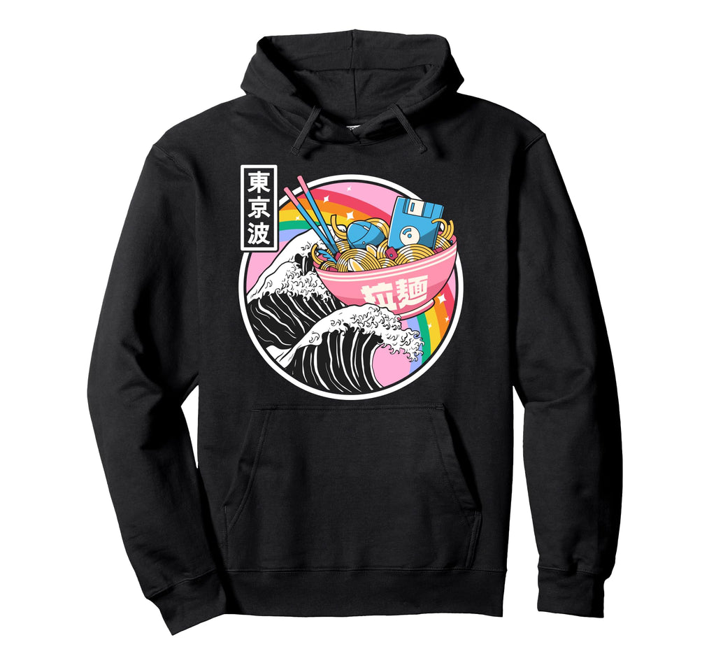 Digital Ramen Bowl Kanagawa Wave Japan Hoodie - Fun Novelty Design Unisex - T-Shirt, Sweatshirt, Hoodie