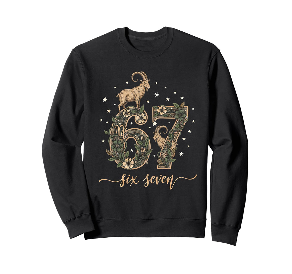 Boho Capricorn 67 Six Seven Sweatshirt - Minimalist Print for Adults - T-Shirt, Sweatshirt, Hoodie