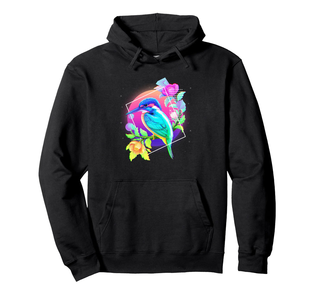 Vaporwave Kingfisher Flowers Aesthetic Art Hoodie - Graphic Print Unisex - T-Shirt, Sweatshirt, Hoodie
