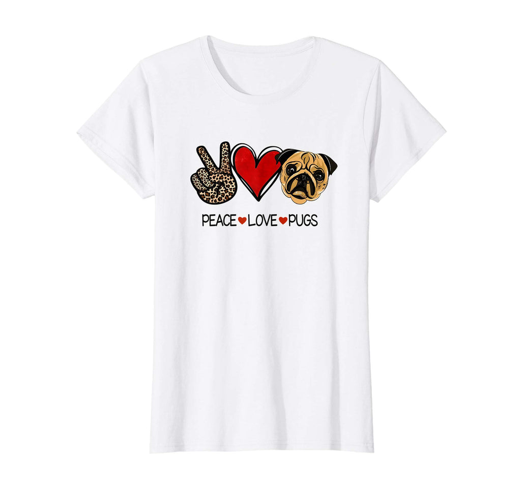 Womens Pug Dog Face Peace Love Pug T-Shirt - Fun Novelty Design Men Women - T-Shirt, Sweatshirt, Hoodie