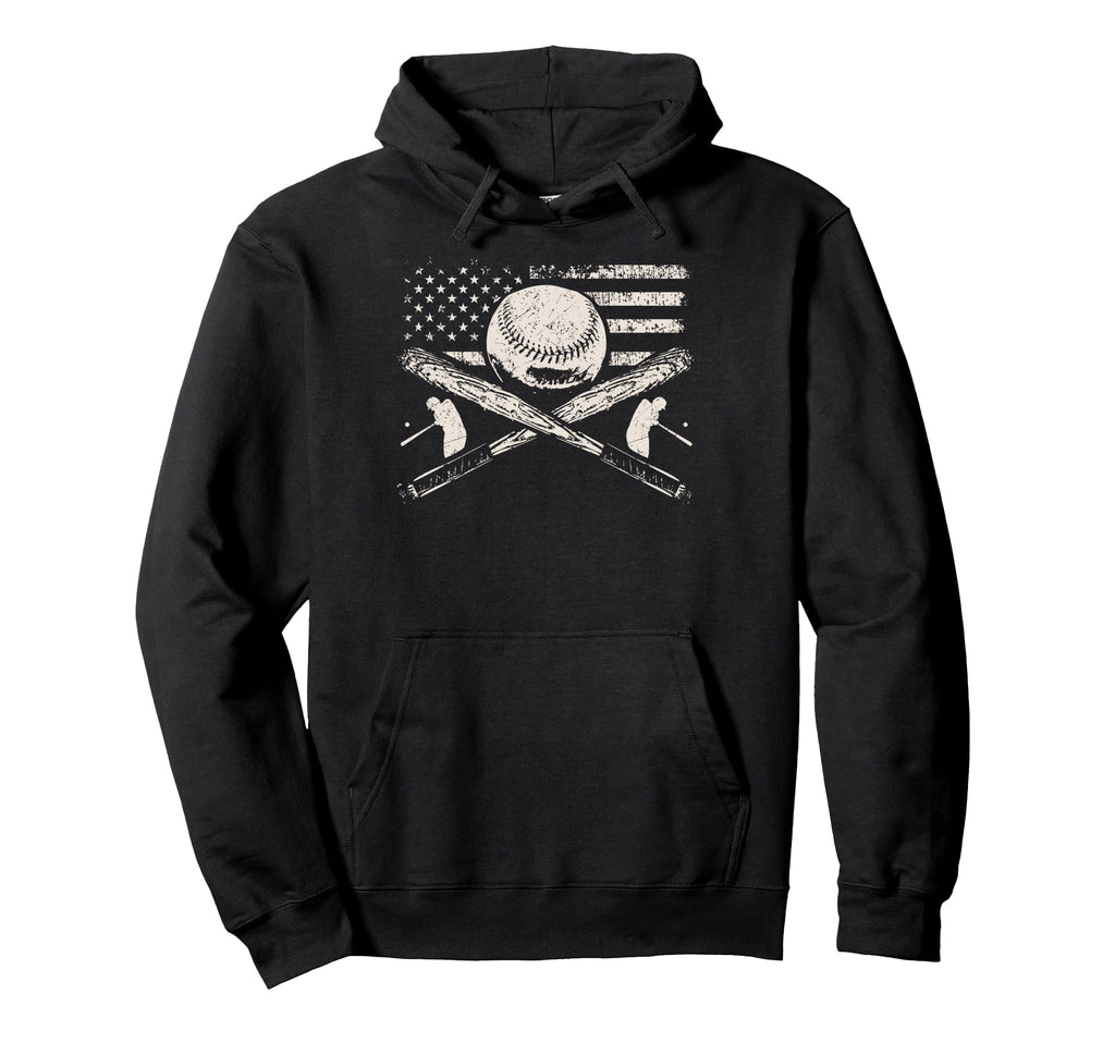 Patriotic American Flag Baseball Baseball Hoodie - Aesthetic Graphic Unisex - T-Shirt, Sweatshirt, Hoodie