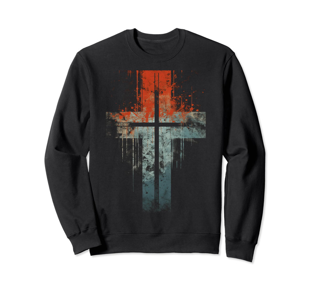 Cross Distressed 90S Goth Grunge Sweatshirt - Novelty Apparel Men Women - T-Shirt, Sweatshirt, Hoodie