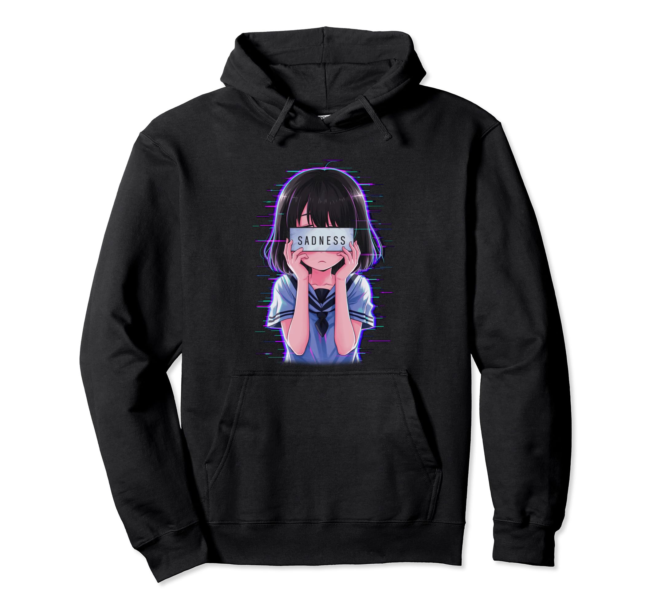 Sad Anime Japanese Aesthetic Vaporwave Hoodie - Novelty Apparel Men Women - T-Shirt, Sweatshirt, Hoodie