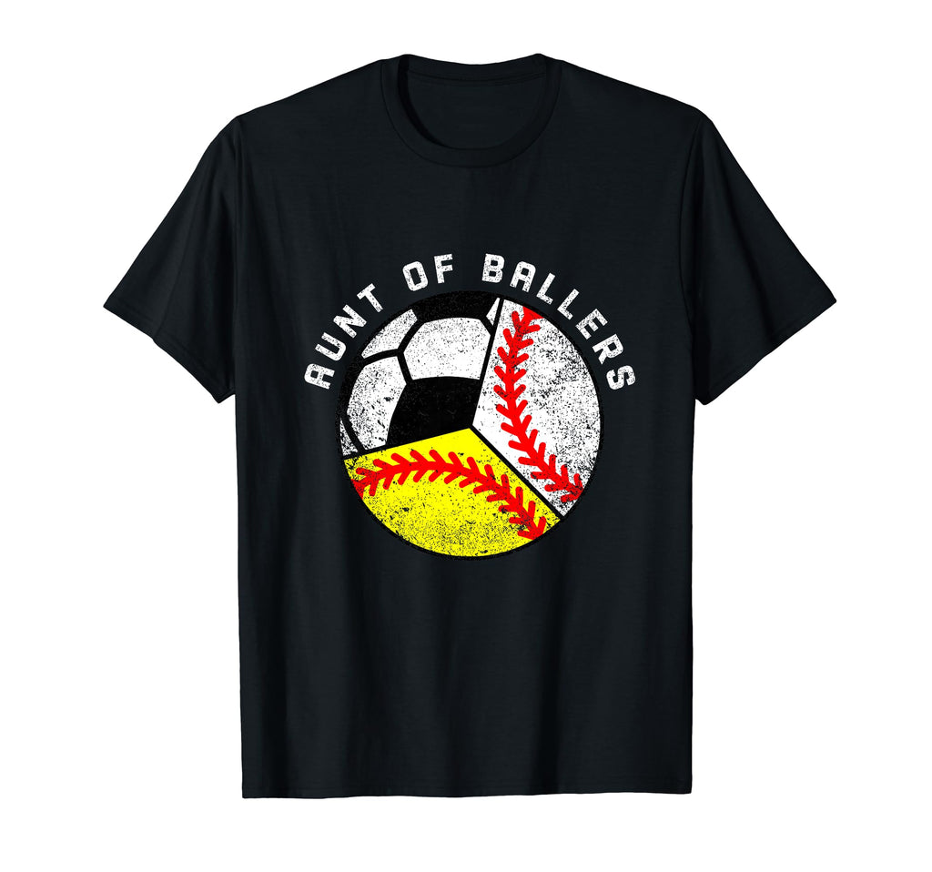 Aunt Ballers Funny Baseball Softball T-Shirt - Minimalist Print Men Women - T-Shirt, Sweatshirt, Hoodie