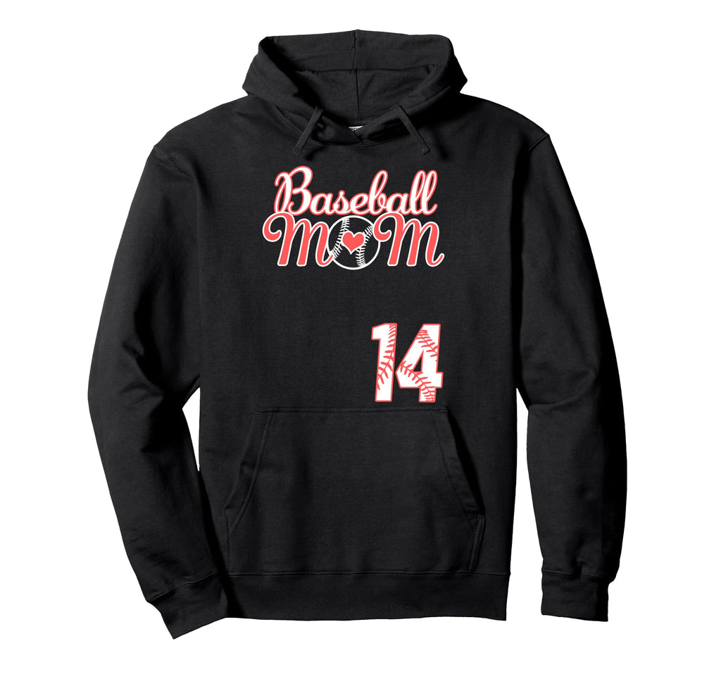 Baseball Mom Mothers Day 14 Baseball Player Hoodie - Graphic Print Unisex - T-Shirt, Sweatshirt, Hoodie