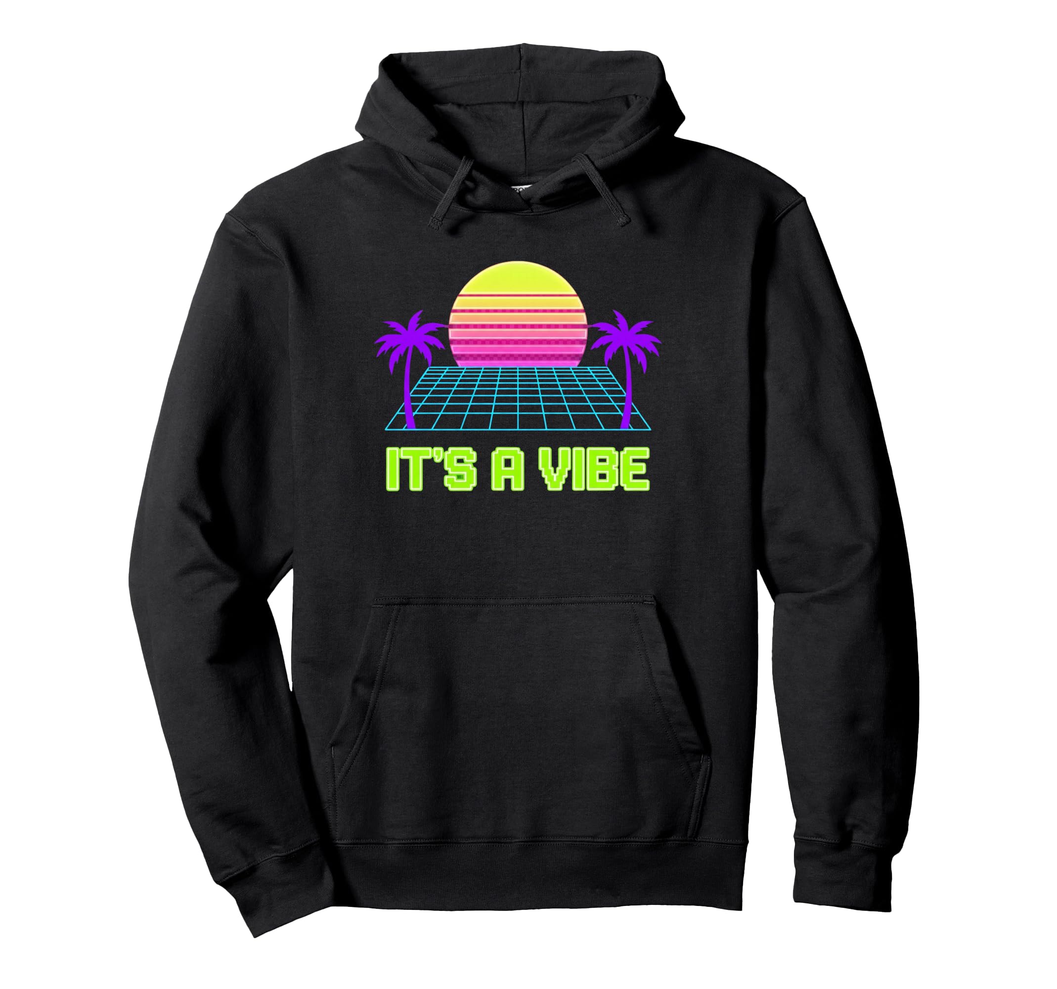 Its Vibe Vaporwave 80S Aesthetic Sunset Hoodie - Novelty Apparel for Adults - T-Shirt, Sweatshirt, Hoodie