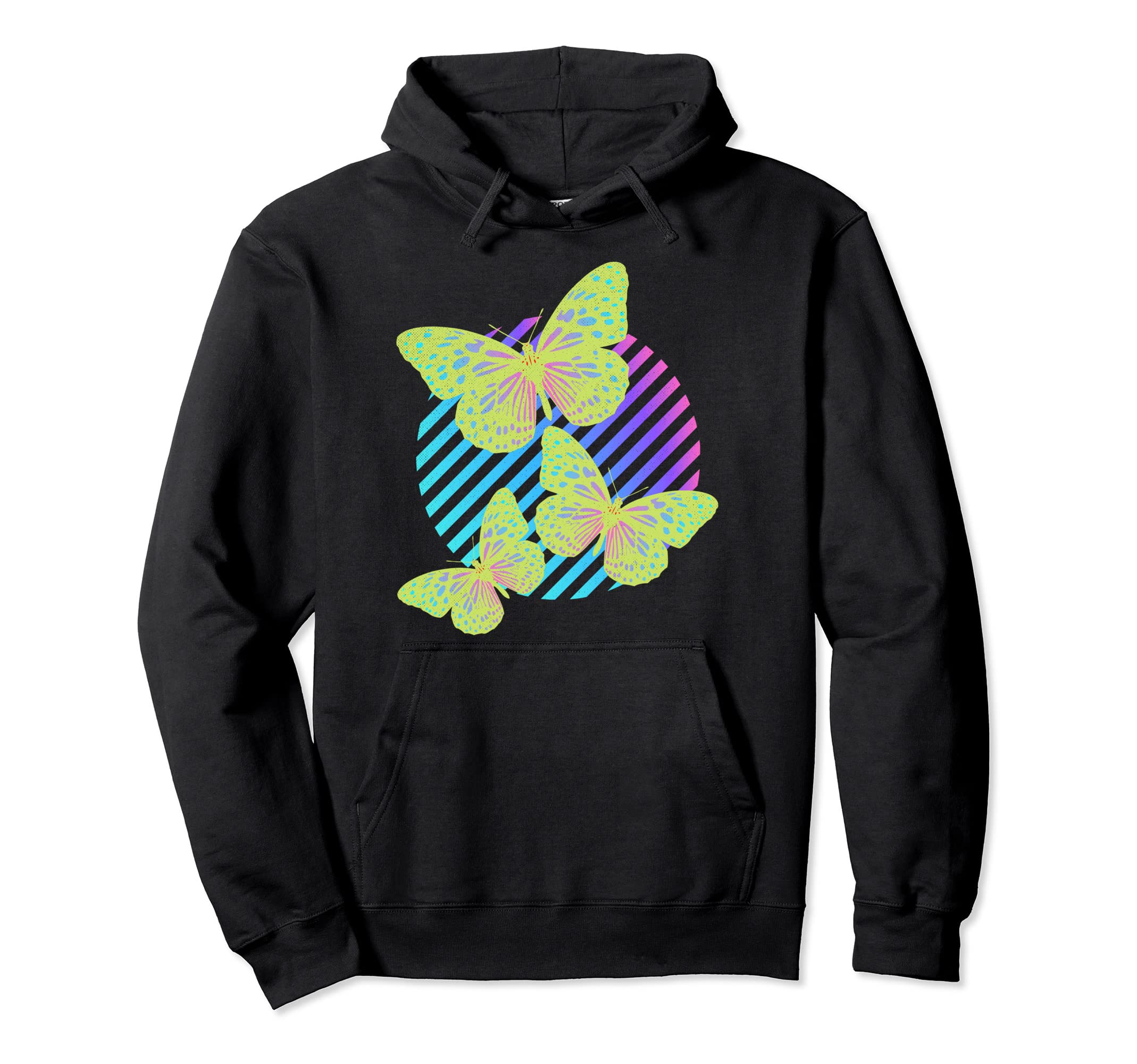 Psychedelic Butterfly Vaporwave Hoodie - Minimalist Print for Adults - T-Shirt, Sweatshirt, Hoodie