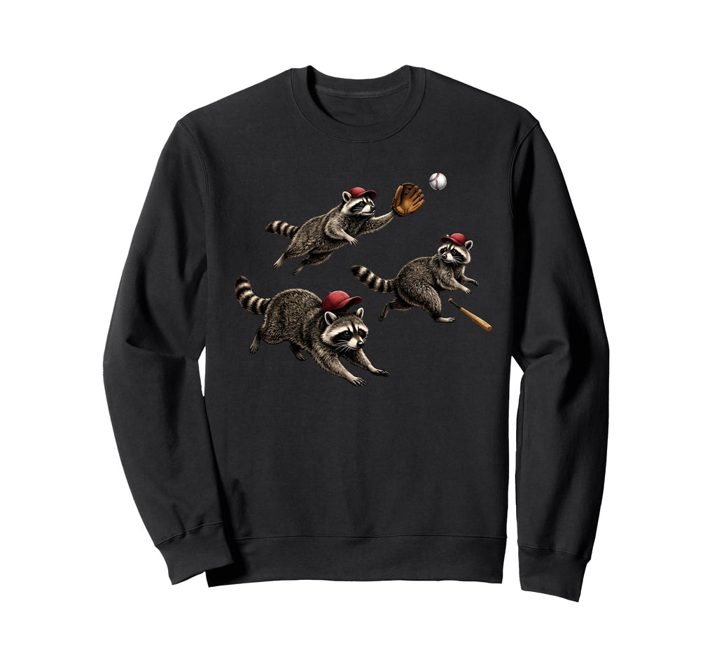 Bleacher Creature Racoon Baseball Sweatshirt - Novelty Apparel Men Women - T-Shirt, Sweatshirt, Hoodie