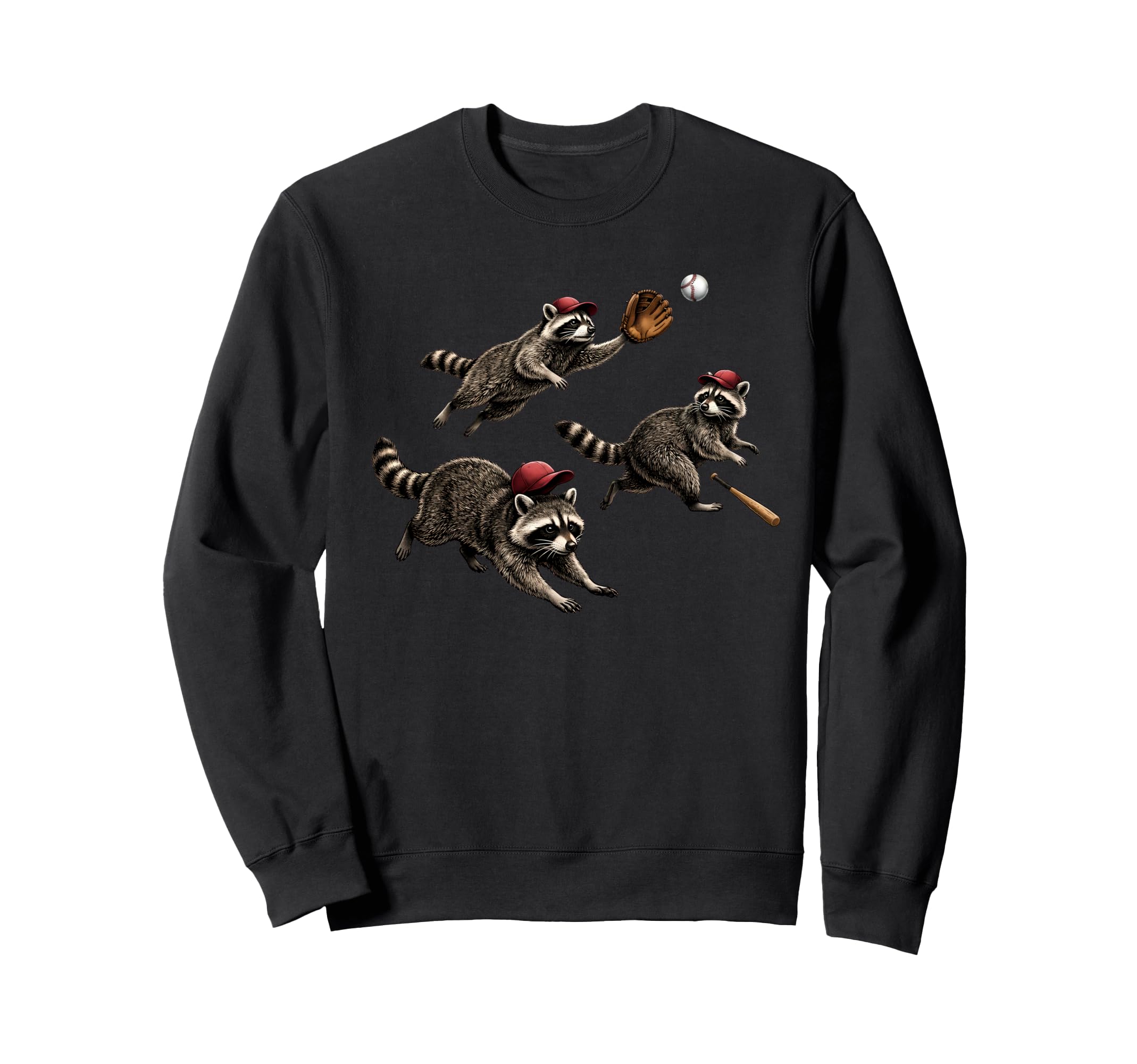 Bleacher Creature Racoon Baseball Sweatshirt - Novelty Apparel Men Women - T-Shirt, Sweatshirt, Hoodie
