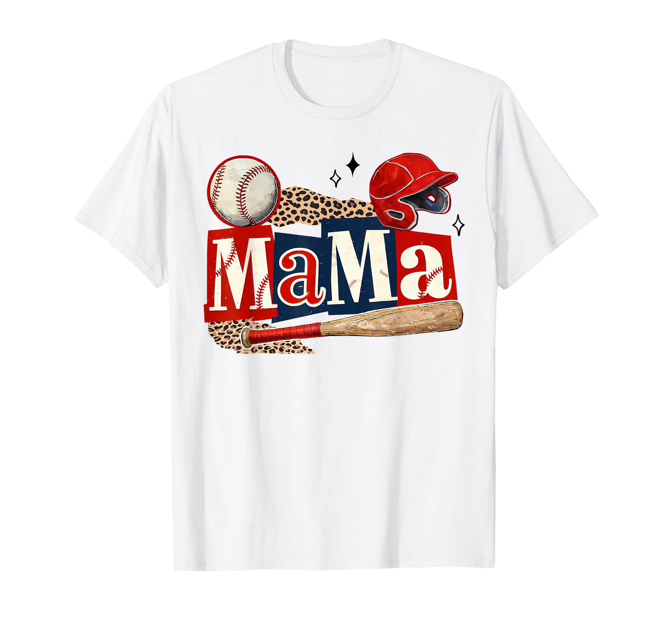 Baseball Mama Leopard Game Day Baseball T-Shirt - Graphic Print Men Women - T-Shirt, Sweatshirt, Hoodie