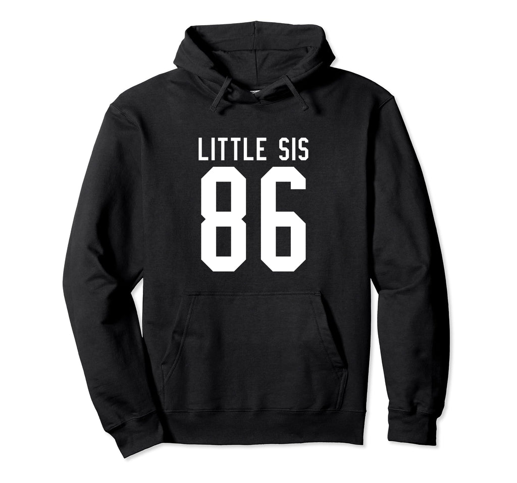 Number 86 Little Sis Biggest Fan Hoodie - Minimalist Print for Adults - T-Shirt, Sweatshirt, Hoodie
