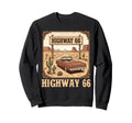 Highway 66 Historic Road American Car Sweatshirt - Trendy Graphic Unisex - T-Shirt, Sweatshirt, Hoodie