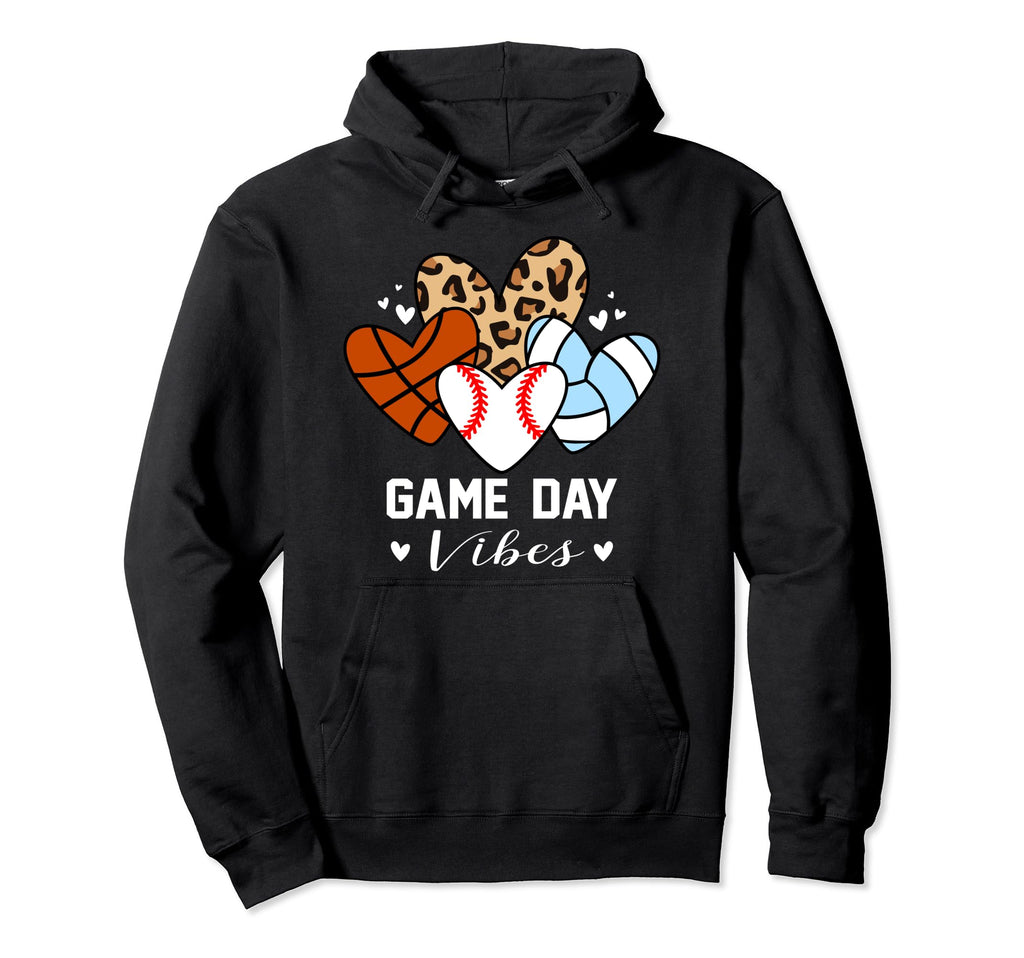 Game Day Vibes Funny Baseball Volleyball Hoodie - Unique Graphic Unisex - T-Shirt, Sweatshirt, Hoodie