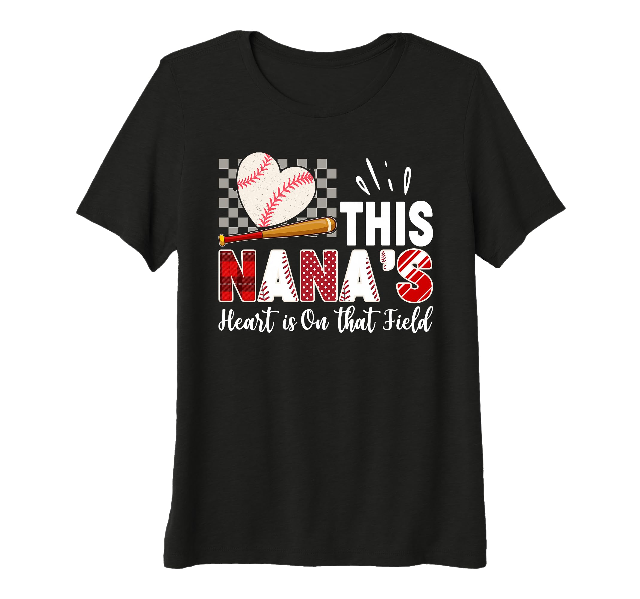 Womens Nanas Heart Is Field Baseball Fan T-Shirt - Trendy Graphic Unisex - T-Shirt, Sweatshirt, Hoodie