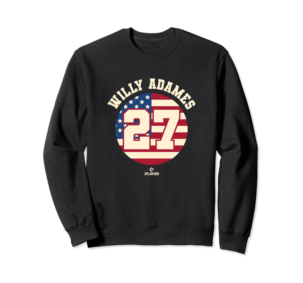 Willy Adames American Flag Sweatshirt - Fun Novelty Design Unisex - T-Shirt, Sweatshirt, Hoodie