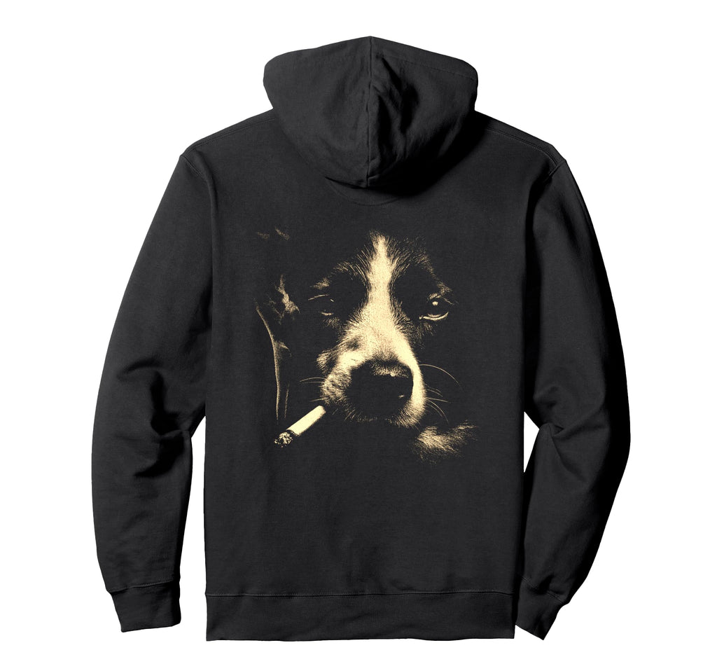 Border Collie Smoking Cigarette Grunge Hoodie - Aesthetic Graphic Unisex - T-Shirt, Sweatshirt, Hoodie