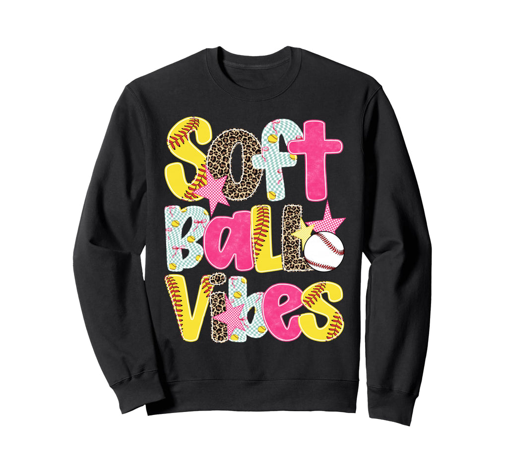 Softball Vibes Game Day Leopard Sweatshirt - Aesthetic Graphic Unisex - T-Shirt, Sweatshirt, Hoodie