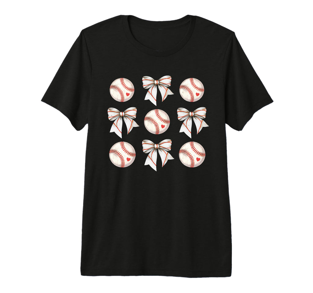 Baseball Sister Mom Coquette Bow Cheer T-Shirt - Graphic Print Men Women - T-Shirt, Sweatshirt, Hoodie