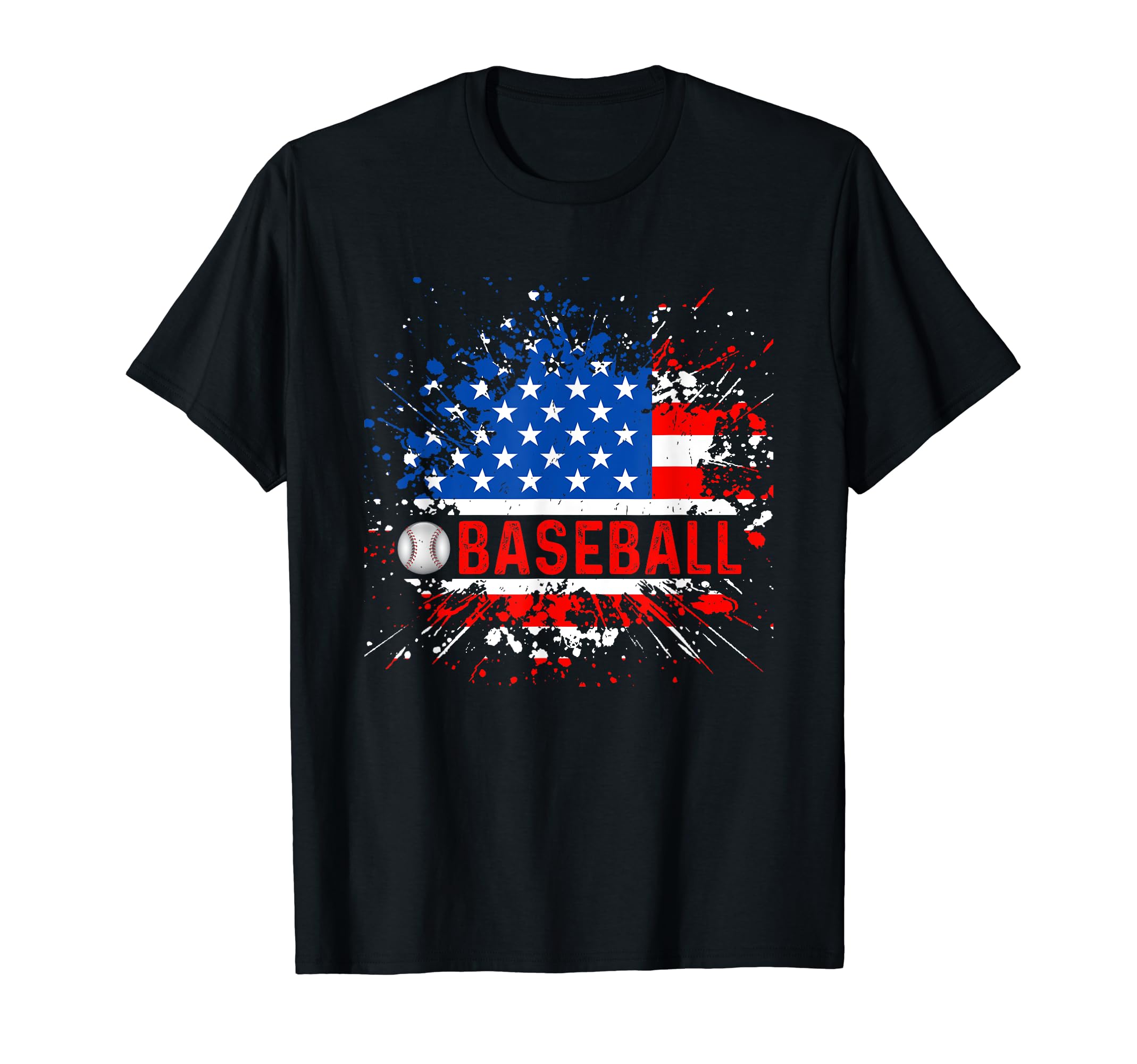 Baseball American Flag Baseball Player T-Shirt - Graphic Print for Adults - T-Shirt, Sweatshirt, Hoodie