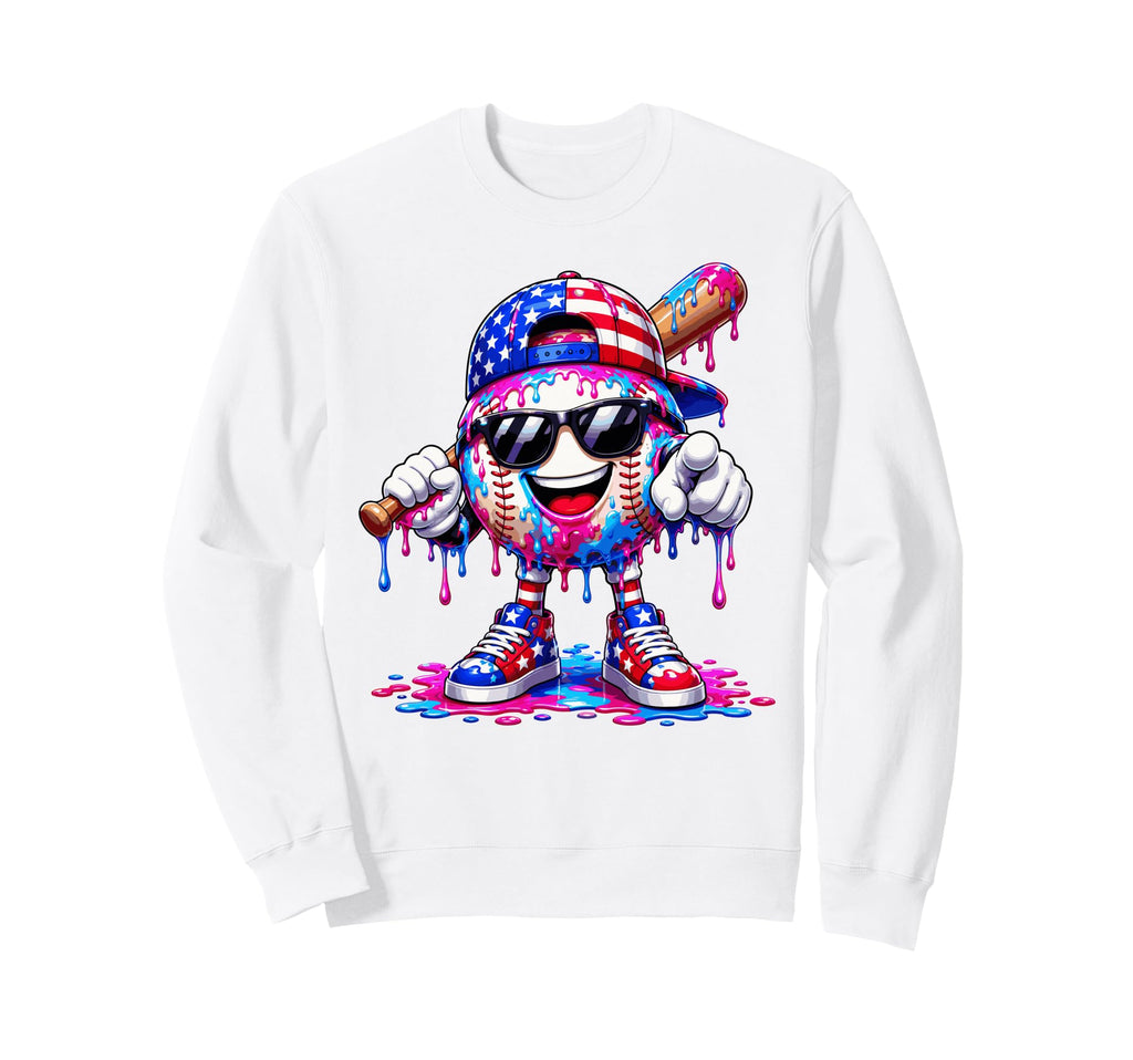 4Th July Funny Baseball Ice Cream Sweatshirt - Trendy Graphic Men Women - T-Shirt, Sweatshirt, Hoodie