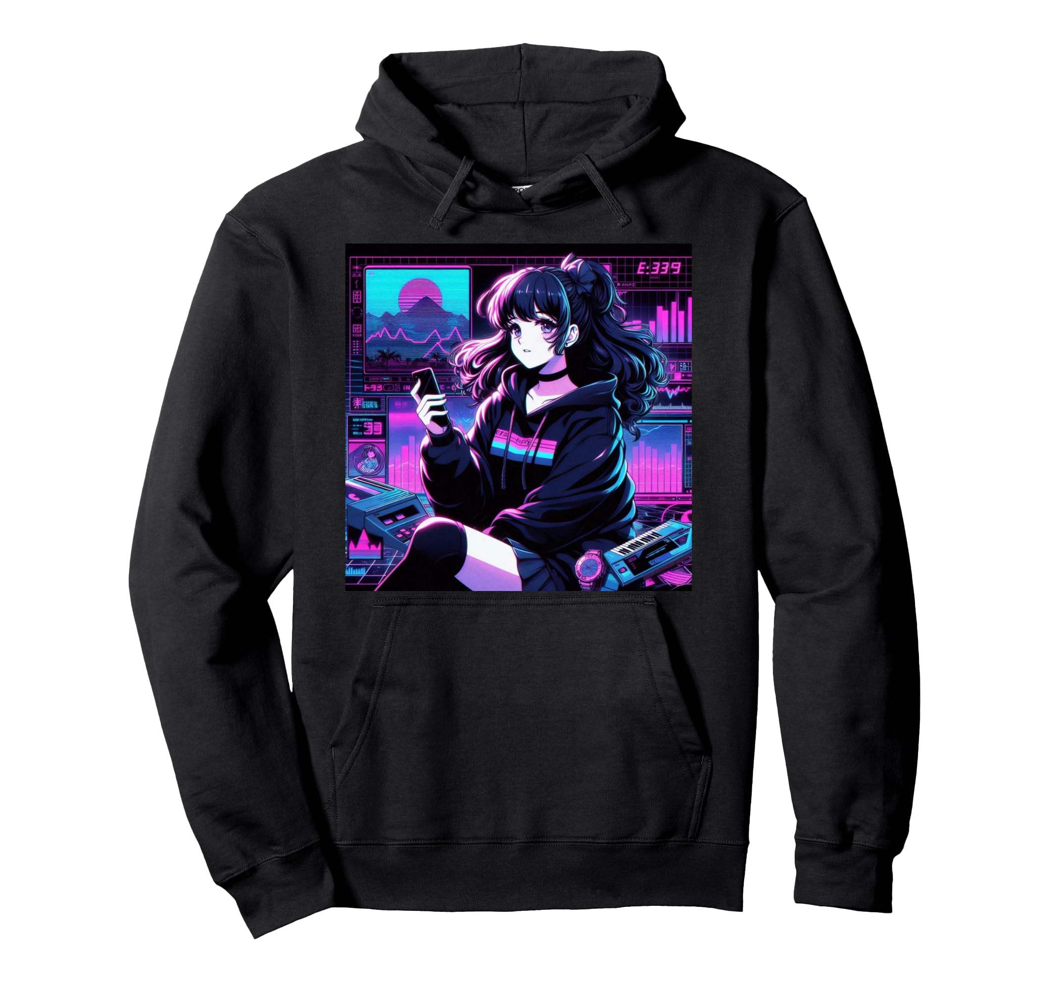 Synthwave Retrowave Vaporwave Anime Hoodie - Aesthetic Graphic Unisex - T-Shirt, Sweatshirt, Hoodie