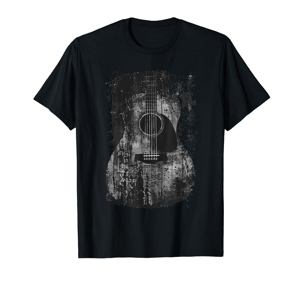Acoustic Guitar Distressed Rock Roll Music T-Shirt - Graphic Print Unisex - T-Shirt, Sweatshirt, Hoodie
